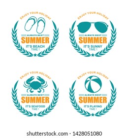 Vector logo, badge, symbol, icon, emblem template design with Summer Theme