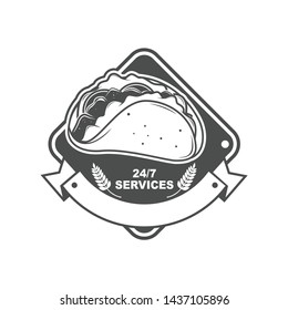 Vector logo, badge, symbol, icon template design for Taco Shop