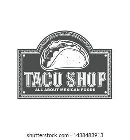 Vector logo, badge, symbol, icon template design for Taco Seller 