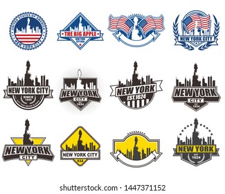 Vector logo, badge, symbol, icon template design collection set with New York theme