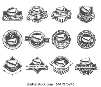 Vector Logo, Badge, Symbol, Icon Template Design Collection Set For Sandwich Shop