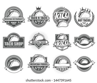 Vector logo, badge, symbol, icon template design collection set for Taco Shop