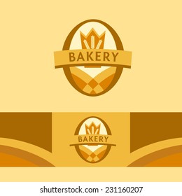 Vector logo for a bakery, macaroni factory. Image field and ears, the crown.