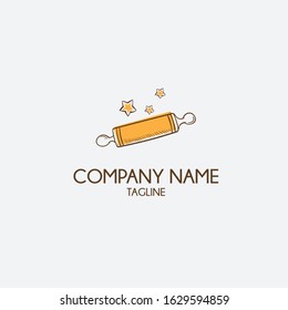 vector logo with baking tool and star design elements. Can be used for bakery companies.