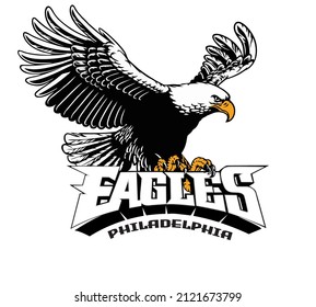 Vector logo bald eagle flying