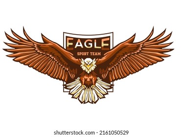 Vector logo bald eagle flying