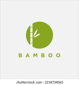 logotipo vectorial de bambú y hojas en círculo