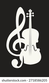Logotipo de Vector, o Anuncio para una música clásica con clave de violín y agudos. Conveniente para el volante, la invitación, el cartel, la cubierta, el icono, el elemento del diseño, la publicidad, el festival de música. Sin ayuda