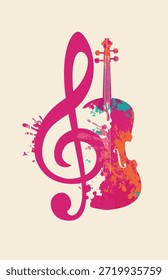 Logotipo de Vector, o Anuncio para una música clásica con clave de violín y agudos. Conveniente para el volante, la invitación, el cartel, la cubierta, el icono, el elemento del diseño, la publicidad, el festival de música. Sin ayuda