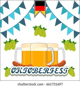 Vector logo for bar banner oktoberfest pub during the festival beer mug glass with foam filled to the brim octoberfest pubs. Oktoberfest Bavarian pattern Germany flag celebration holiday oktoberfests.
