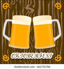 Vector logo for bar banner oktoberfest pub during the festival beer mug glass with foam filled to the brim octoberfest pubs. Oktoberfest Bavarian pattern Germany flag celebration holiday oktoberfests.