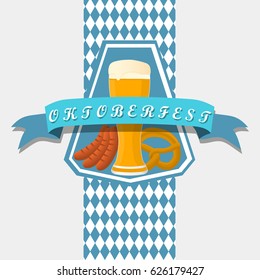 Vector logo for bar banner oktoberfest,pub during the festival,beer mug glass with foam filled to the brim,octoberfest pubs.Oktoberfest Bavarian pattern,Germany flag,celebration holiday oktoberfests.