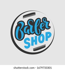 Vector logo for Barber shop, hand drawn lettering