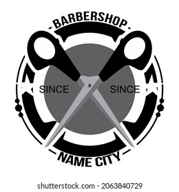 Logo vector para una barbería, con tijeras.