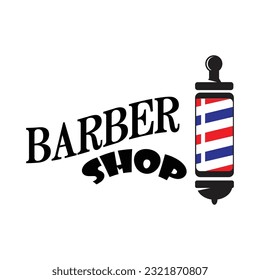 Logo vector para Barbershop, tablero de anuncios decorativo blanco con letras profesionales y únicas para barbería de palabras negras, señalización vintage para salón de peluquería con bigote hipster