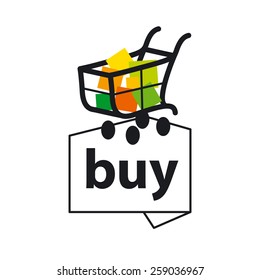 Vector Logo Basket With Goods To Buy