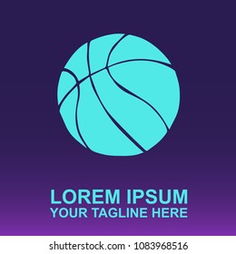 Vector Logo Basketball Education School on Gradient Color Background Violet and Pink. Flat, Icon, Sign, Symbol, Object, Graphic Design, Element, Illustration for Print.