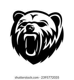 Mapa de la cabeza del oso del logotipo del vector aislado en fondo blanco Icono del oso