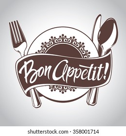 Vector logo. Beautiful design concept with hand drawn lettering for restaurant, cafe or fast food menu, packaging label and other design projects.