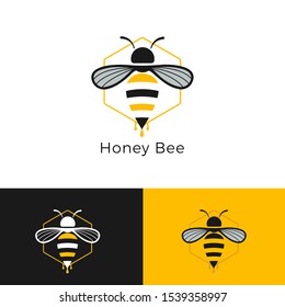 Vector logo bee. Honeycomb logo. bee honey power logos. Business icon for the company. Illustration.