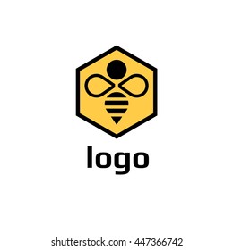 Vector logo bee. Honeycomb logo. bee honey power logos. Business icon for the company. Illustration.