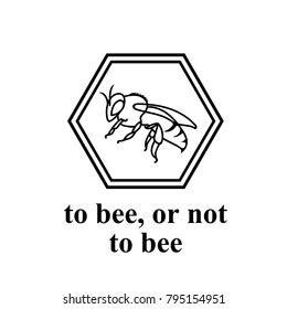 Vector Logo of Bee and Positive Text Isolated on White Background
