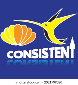 Vector logo bird and flower illustrator with reflection letter consistent