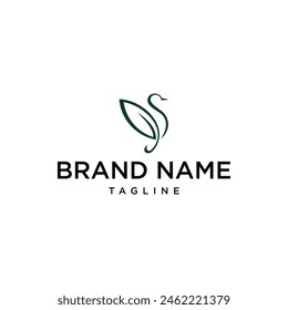 vector logo of bird with leaves. white background
