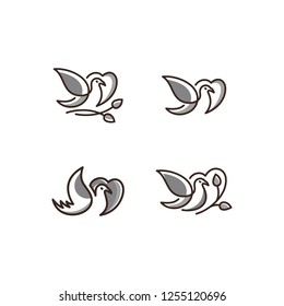 Vector logo of birds icon line art Gray color