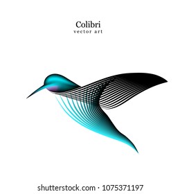 Vector logo birds in style line art on a white background. Minimalistic colibri silhouette logo for design.