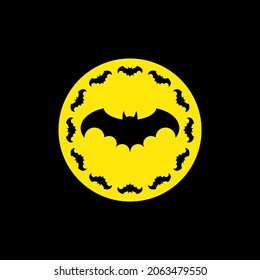 Vector logo of black bat encircling the moon