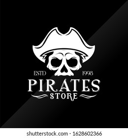 vector logo black skull pirates silhouette.pirates logo, icon, template background