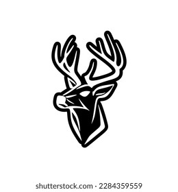 Logo vectorial simple con ciervo blanco y negro.