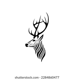 ﻿Simple vector logo of black and white deer.