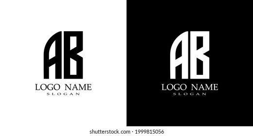 vector logo with black and white letter AB