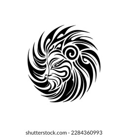 Vector logo of a black and white lion.