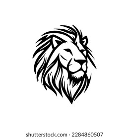 Ein Vektorlogo eines schwarz-weißen Löwen, in einfachem Design.