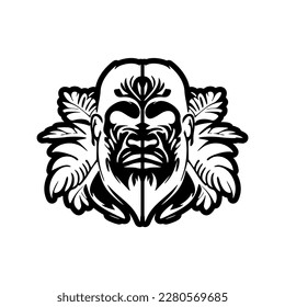 Vector logo of a black and white monkey.