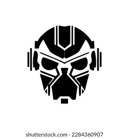 Logo vector de un robot blanco y negro.