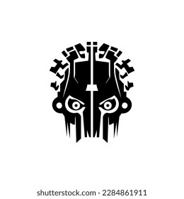 Vector logo of a black and white robot.