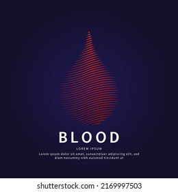 El logotipo vectorial coloca la silueta de color de la sangre sobre un fondo oscuro. Ilustración del vector - EPS 10
