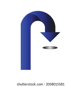 Vector Logo In Blue With Black Gradations For Down, Turn Around, Turn Right Signs, Web Design And For Traffic Signs