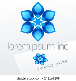 Vector logo with blue flower