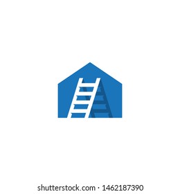 Vector Logo Blue Home House Ladder Stairs Staircase Property Construction Design