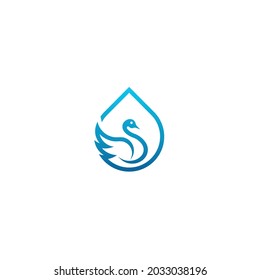 vector logo blue swan design oil droplets 