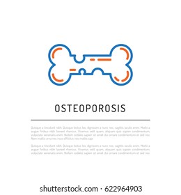 Vector logo bones which affected by osteoporosis, with a place for text. Vector banner on the topic of osteoporosis