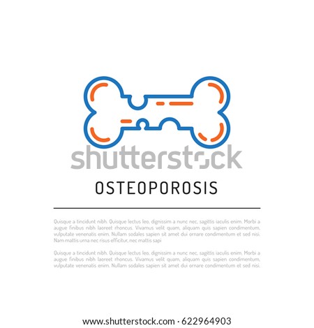 Vector logo bones which affected by osteoporosis, with a place for text. Vector banner on the topic of osteoporosis