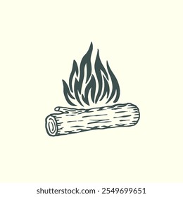 Logotipo de vetor bonfire Illustration Desenho de Mão Estilo vintage