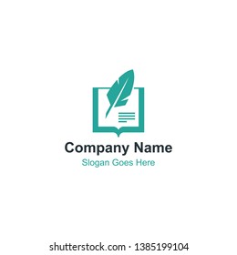 Vector Logo Book Feather Pen Writer Author Notary Publishing 