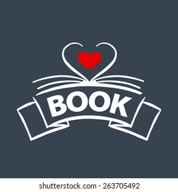 vector logo book in the form of heart